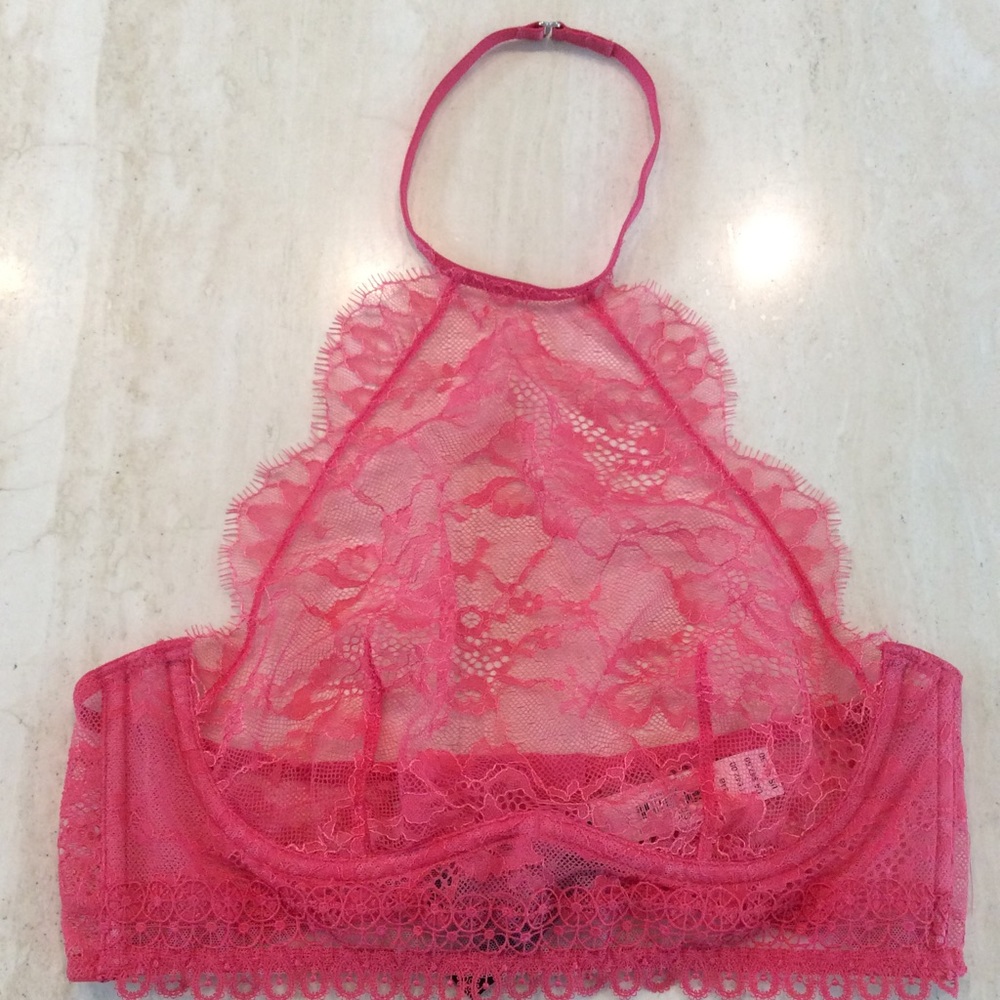 Victoria’s Secret Very Sexy Bra Unlined Sheer Bralette High Neck VS Size 34D - Picture 3 of 7